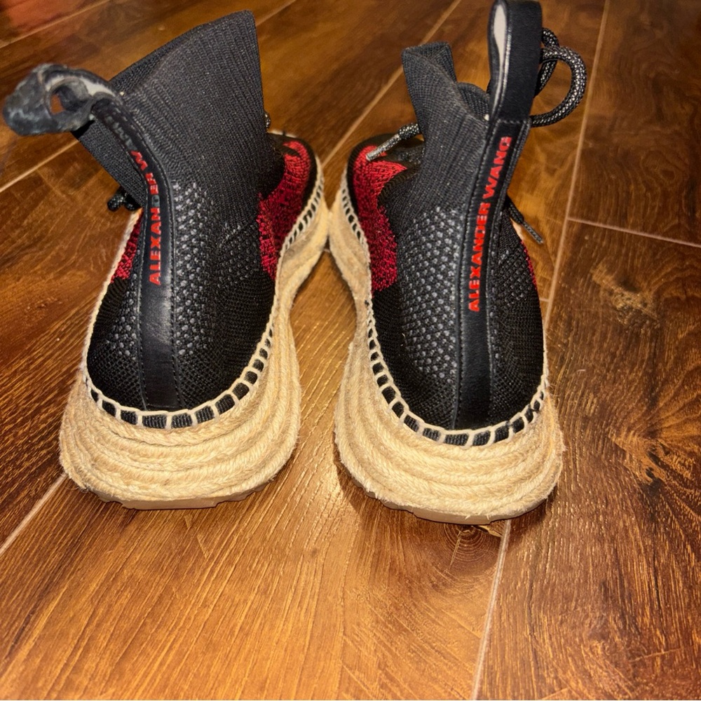 Alexander Wang Black Knit Espadrille Sneakers with Red Accent - Picture 5 of 14